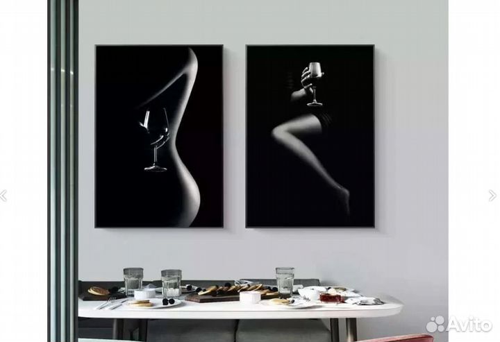 Стильная картина на холсте. Девушка в чб