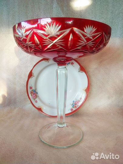 СССР Хрусталь Ваза фруктовница d 24 см h 29 см