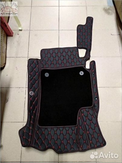 3d коврики Тойота Королла экокожа чёрные/крас.шов
