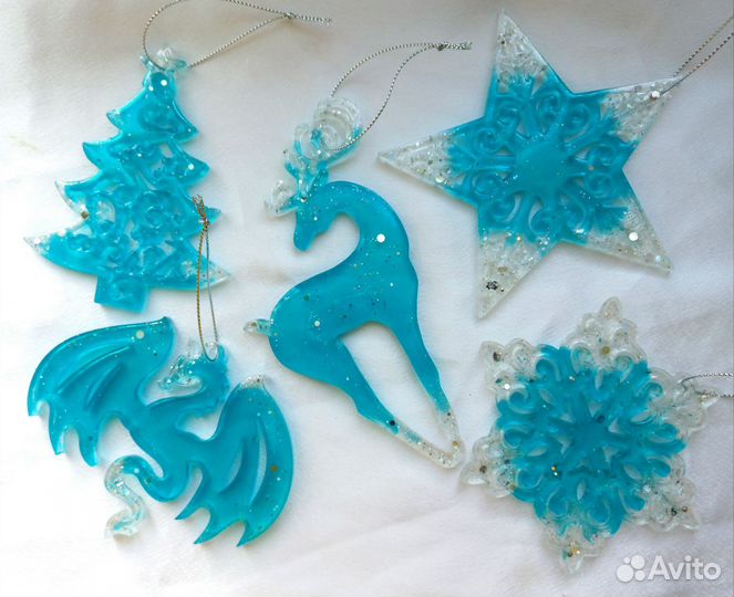 Елочные игрушки из эпоксидной смолы