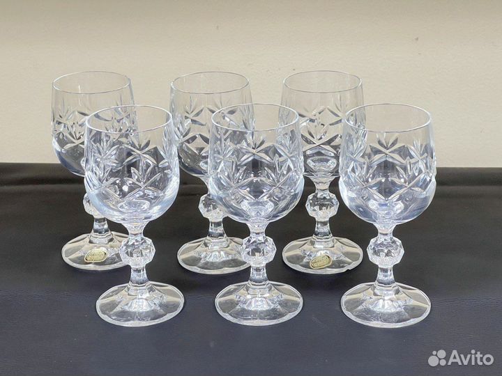 Рюмки хрустальные для водки на ножке Богемия 6 шт
