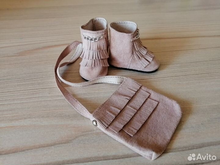 Сапожки и сумка из замши для кукол Паола Рейна