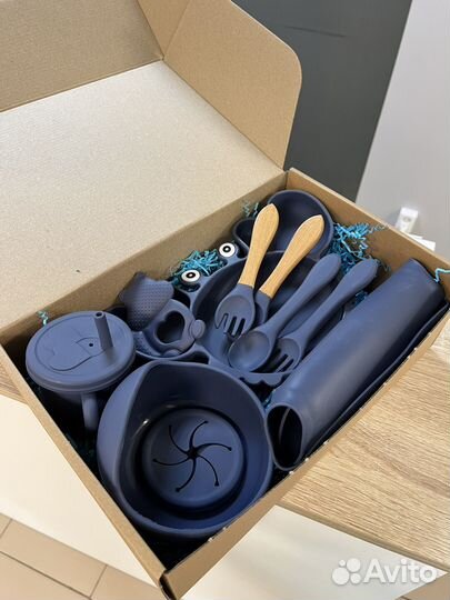 Набор детской силиконовой посуды подарочный