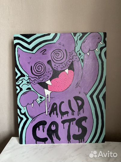 Картина акрилом на холсте Кот