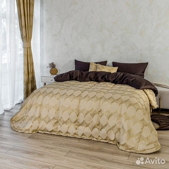 Новое покрывало Альба золотой песок жаккард