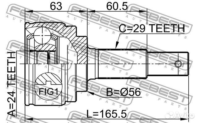 Шрус наружный 24x56x29