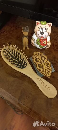 Заколка для волос берестяная и деревянная расческа