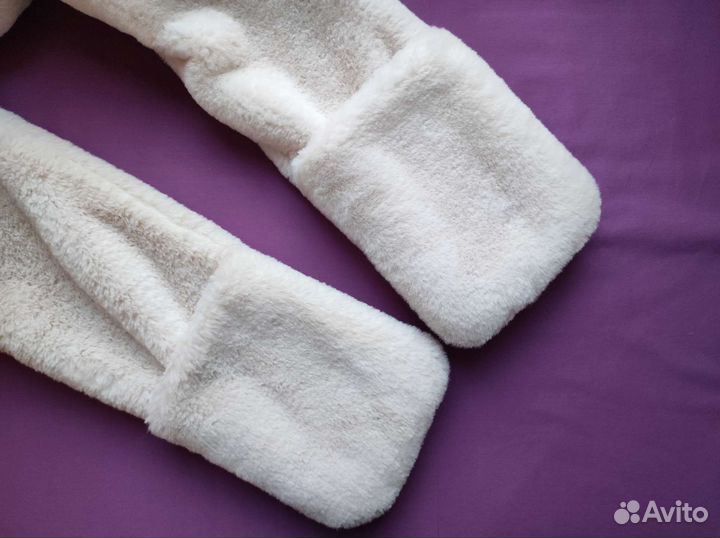 Шапка с ушками детская плюшевая новая варежки