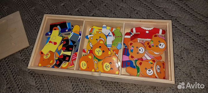 Деревянный пазл Семья медведей