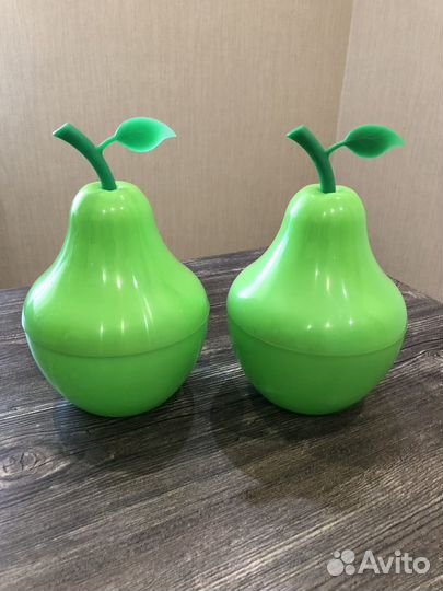 Ваза контейнер груша зелёная