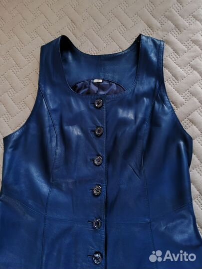 Кожаный сарафан женский 46