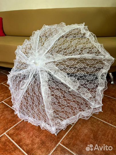 Зонт кружево белый новый
