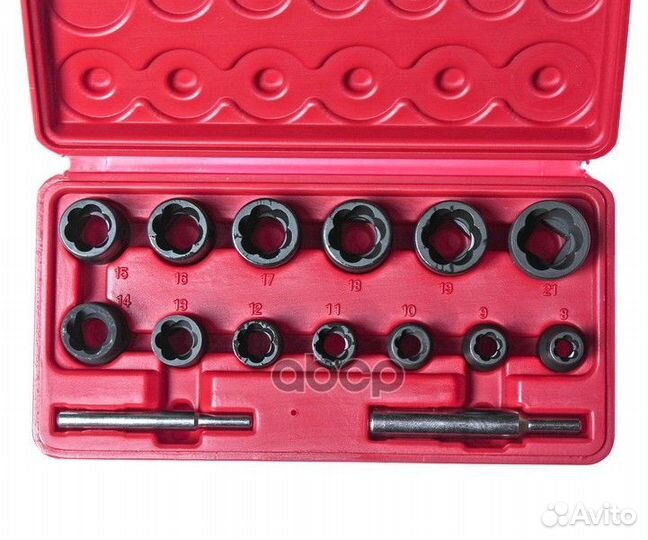 Набор головок 15 пр: для поврежденных болтов и