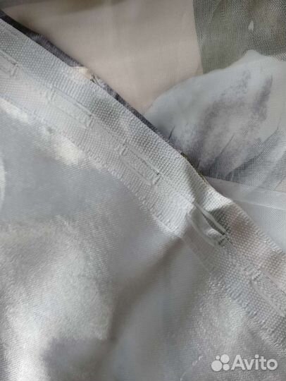 Комплект штор с тюлью на кухню, готовые