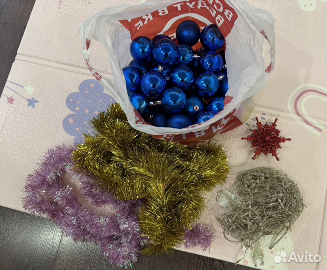 Елочные игрушки гирлянда набор