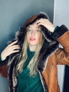 Дубленка шуба s-m натуральный мех