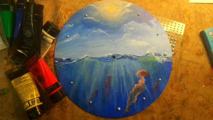 Часы ручной работы. Сова и Море медуз