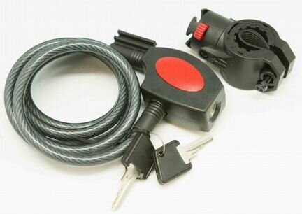 Замок велосипедный Handyway cl-951 размер: 8x1500мм с ключом и держателем, уровень защиты 3. Цвет: чёрный