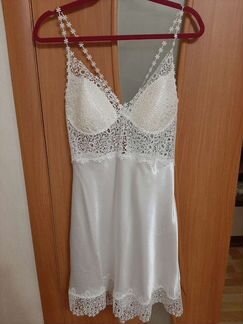 Пеньюар новый р.44-46 белый ночнушка+халатик