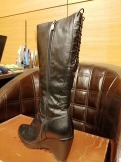 Зимние кожаные сапоги