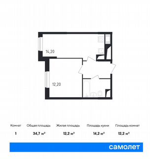 1-к квартира, 34.7 м², 17/23 эт.