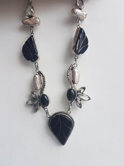 Ожерелье колье жемчуг агат