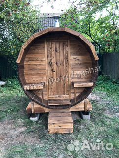 Баня бочка мини с крыльцом