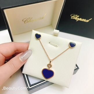 Набор серьги и цепочка Chopard из золота 750 пробы