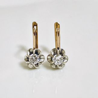 Золотые серьги с фианитами 583 проба