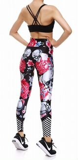 Спортивные лосины, тайсы с черепами, новые