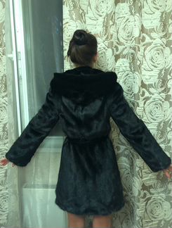 Норковая шуба с капюшоном