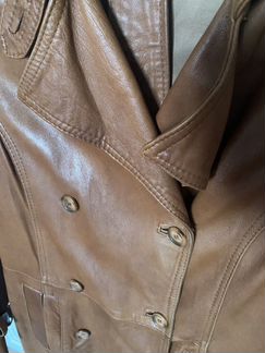 Плащ пальто натуральная кожа Италия размер S