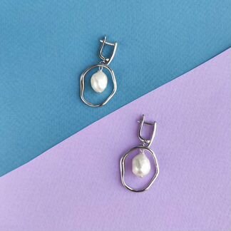 Серьги жемчуг натуральный родирование