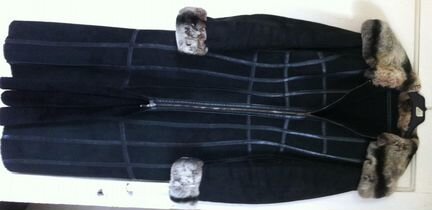 Дубленка черная длинная натуральная Турция