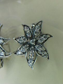 Серебро 925 пробы,Серьги с Голубыми Цирконами