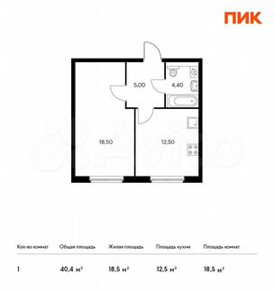 1-к квартира, 40.4 м², 7/12 эт.