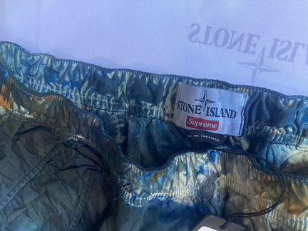 Stone Island/supreme camo nylon pants green