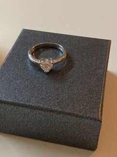 Комплект серебро серьги и кольцо с сердечком