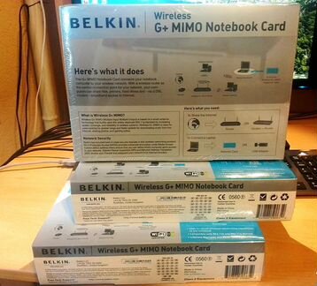 Адаптер сетевой Belkin G+ mimo Notebook Card