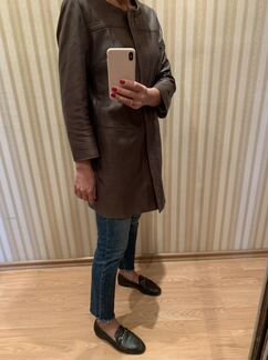 Кожаная удлиненная куртка Weekend Max Mara