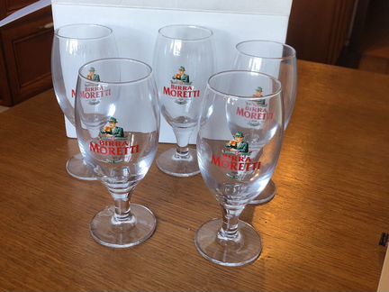 Бокал пивной birra moretti новые 5 шт
