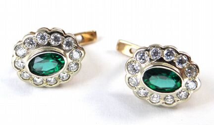 Золотые серьги 585 пробы с фианитами