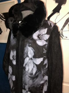 Дубленка куртка с капюшоном 54/56/58