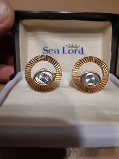 Запонки мельхиор с позолотой