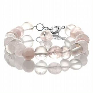Браслет из розового кварца и горного хрусталя