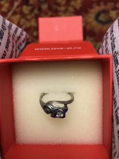 Серебряное кольцо, эмаль, фианит