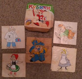 Развивающие деревянные игрушки кубики, сказка, паз