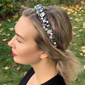 Ободок для волос, расшитый камнями, стразами