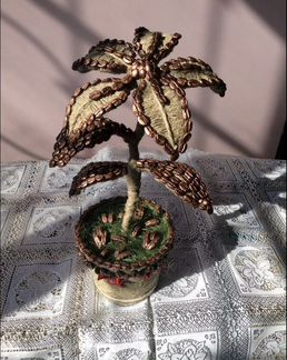 Топиарий из джута и кофейных зёрен