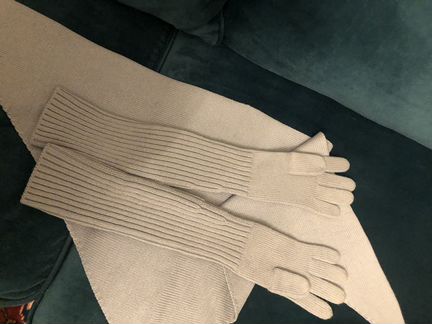 Перчатки длинные с косынкой